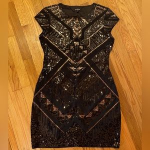 Express geometric sequin dress
